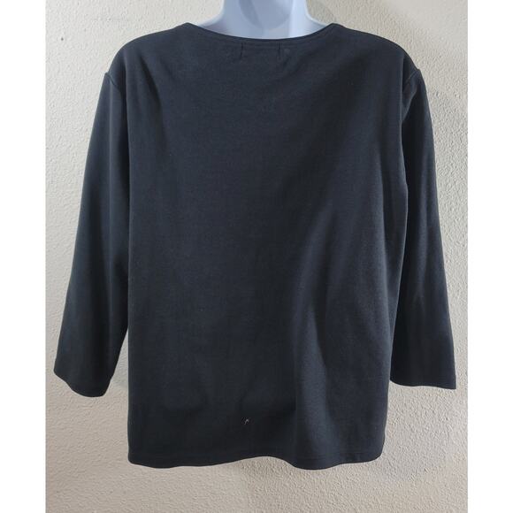 Draper's & Damon's Black Studded Bodice Round Neck Top PL Lightweight Soft - Picture 3 of 6